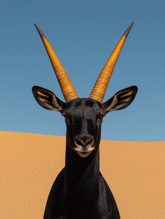 Portretul unui schimitarhorned oryx în deșert royalty free illustration
