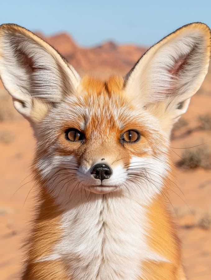 Portretul unui vulpe Fennec în deșert vector illustration