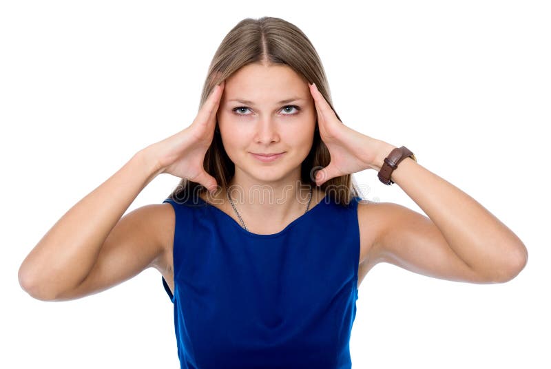 Porträt des Träumens des schönen Mädchens mit heller farbiger Bluse L stockfotos Porträt des Träumens des schönen Mädchens mit heller farbiger Bluse L stockfotos