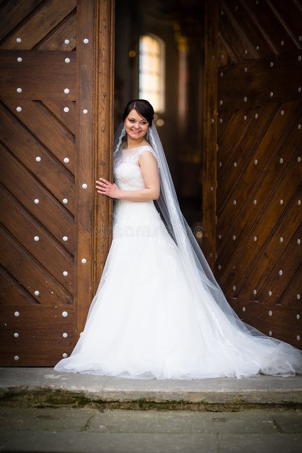 Portrait of a young bride on their wedding day. Portrait of a young bride on their wedding day