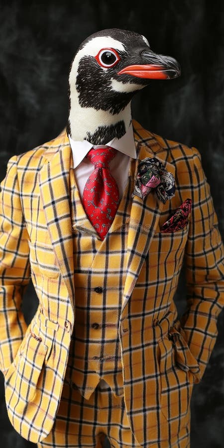 Porträt eines Dapper Pinguins Eine markante Mischung aus Tier und Mensch und Wildnis mit Mode. lizenzfreie abbildung