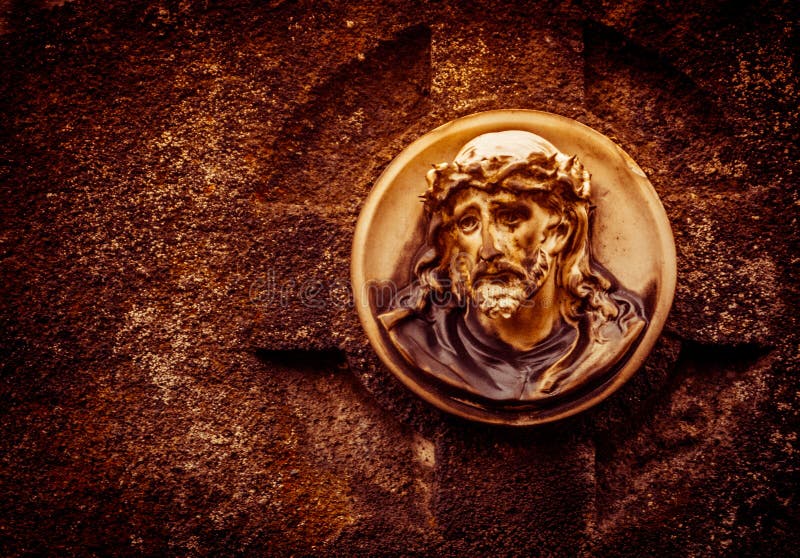 Porträt von Jesus auf einem alten ernsten Stein lizenzfreie stockfotografie Porträt von Jesus auf einem alten ernsten Stein lizenzfreie stockfotografie