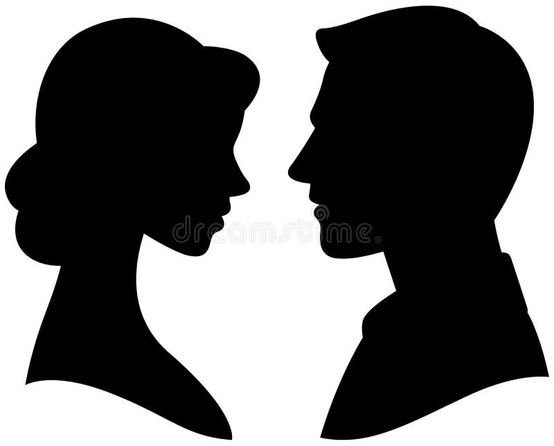 Porträts bemannen und Frau im Profil vektor abbildung Porträts bemannen und Frau im Profil vektor abbildung