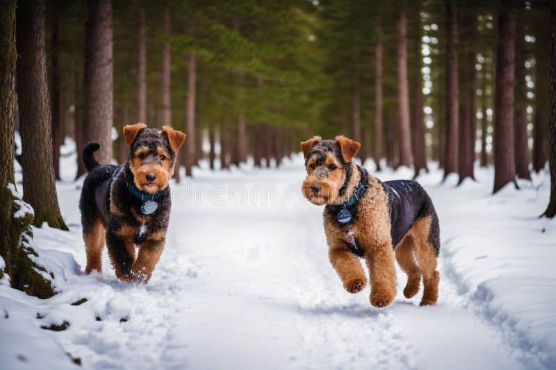 Porträtt av en vacker, airedale-skräckhund i parken. generativ ai vektor illustrationer