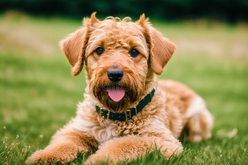Porträtt av en vacker, airedale-skräckhund i parken. generativ ai vektor illustrationer
