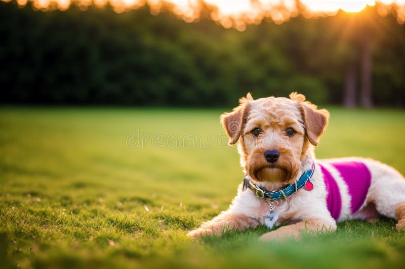 Porträtt av en vacker, airedale-skräckhund i parken. generativ ai vektor illustrationer