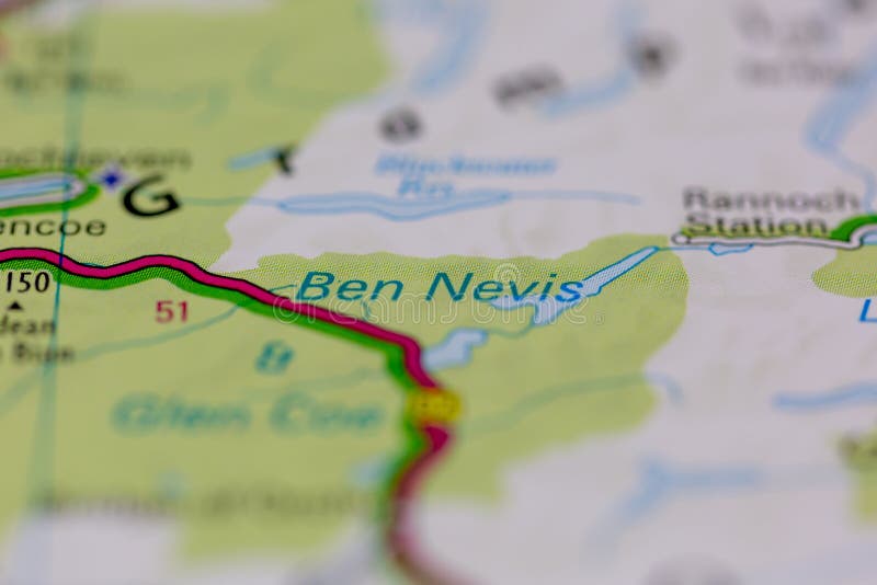 03-01-2021 Portsmouth, Hampshire, UK Ben Nevis Shown on a Road Map or