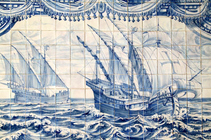 Portugal, baldosas cerámicas históricas de Azulejo foto de archivo Portugal, baldosas cerámicas históricas de Azulejo foto de archivo