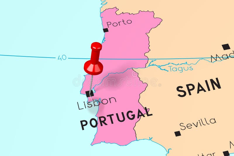 Mapa Detalhado Do Vetor De Portugal E A Cidade Capital Lisboa Vector De  Stock, Royalty-Free