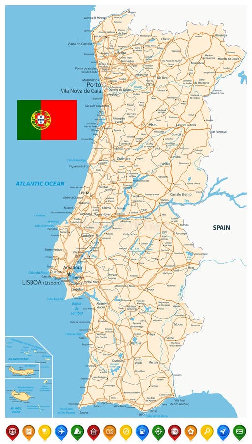 Mapa De Portugal Clipart De Stock, Royalty-Free