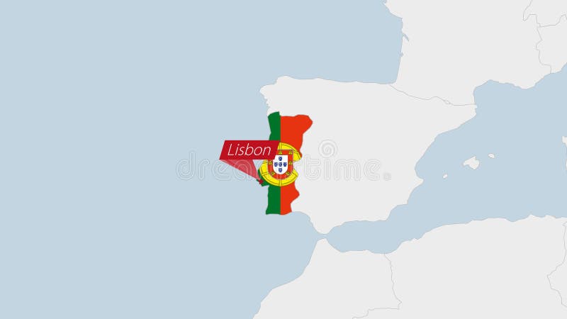 Pin map with Portugal flag on world map. Vector illustration