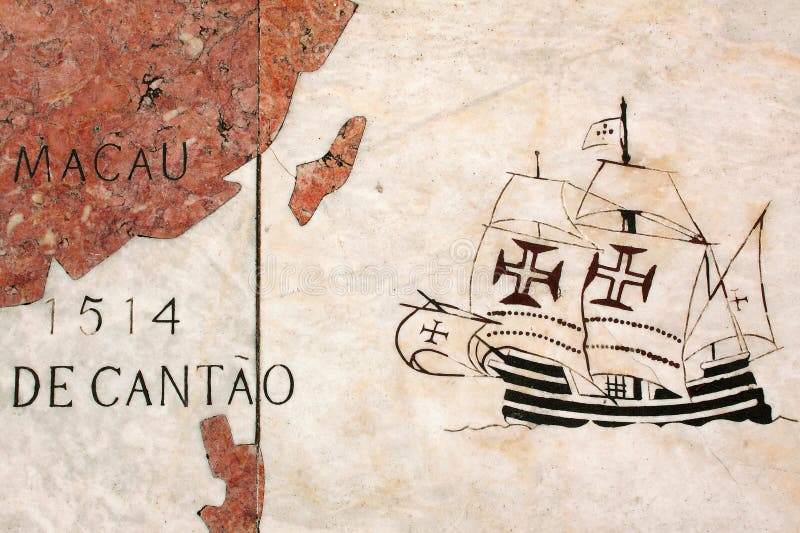 Portugal, map of Portuguese voyages of discovery in marble