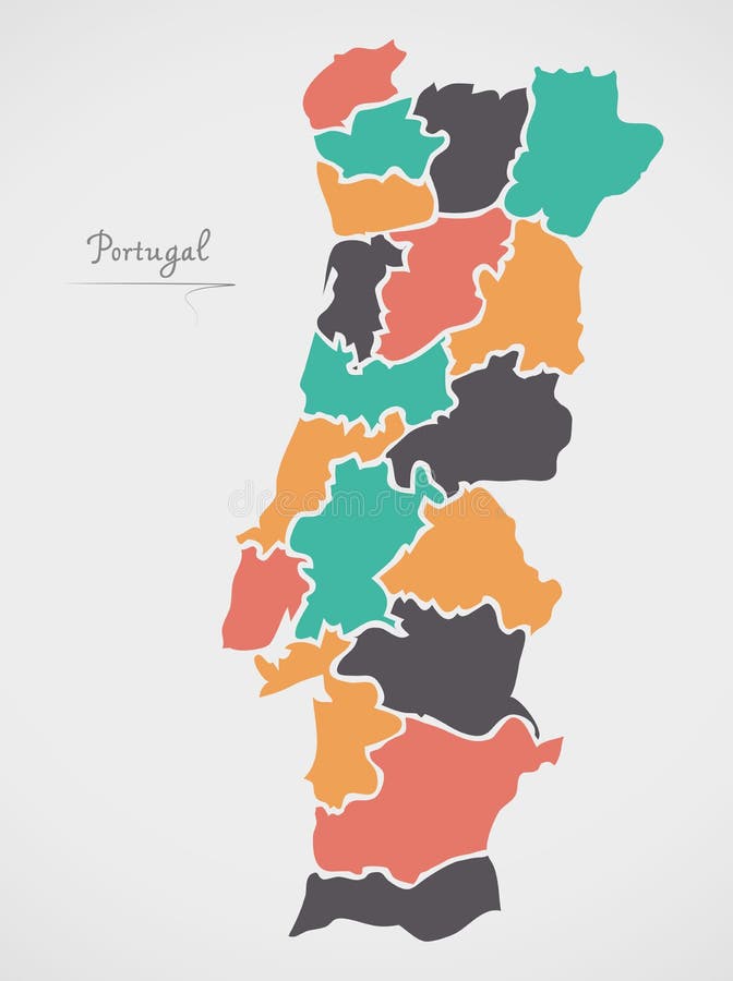 Districts of Portugal. Map of Regional Country Administrative Divisions  Stock Vector - Illustration of administrative, divided: 146003119