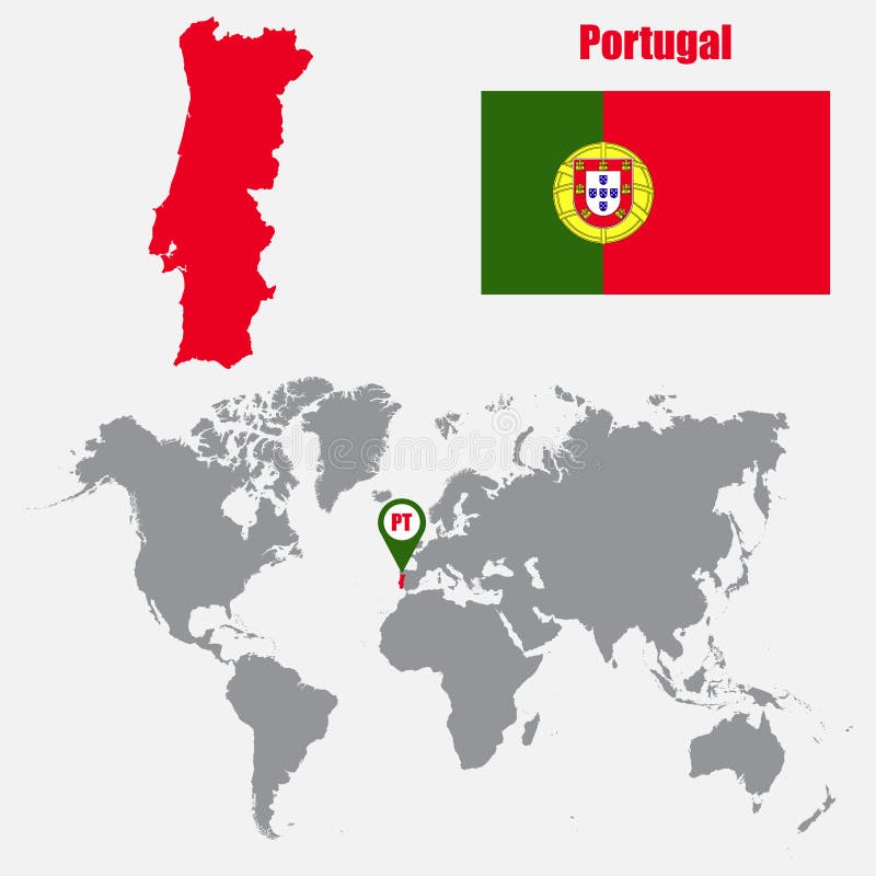 Zoom no Mapa e Bandeira de Portugal. Mapa do Mundo . imagem