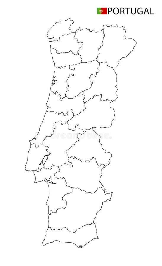 Vetores de Mapa Vetorial Detalhado Das Regiões De Portugal Com