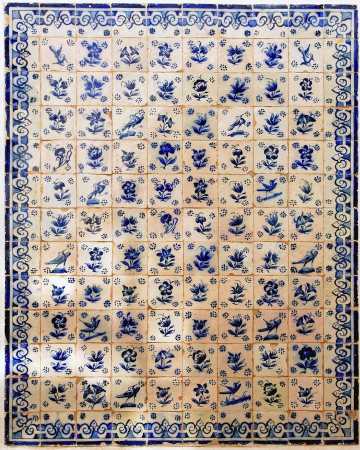 Portugal Obidos; decoration on a wall, azulejos