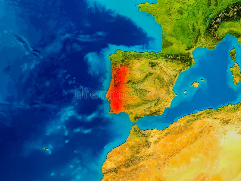 Portugal Physical Map stock vector. Illustration of elevation - 145582273