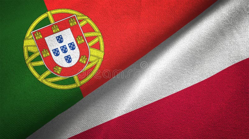 Portugal and Poland two flags textile cloth, fabric texture royalty free illustration Portugal and Poland two flags textile cloth, fabric texture royalty free illustration