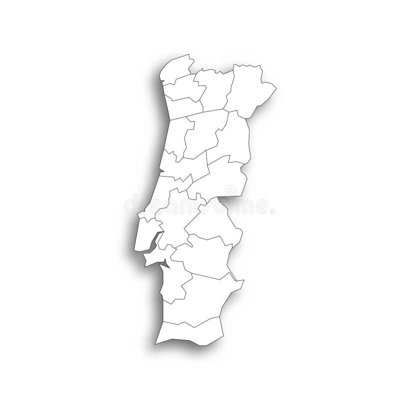 Districts of Portugal. Map of Regional Country Administrative Divisions  Ilustração do Vetor - Ilustração de simplificado, cartografia: 146003119