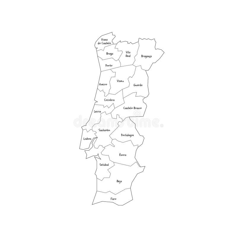 Portugal Map Administrative Divisions Isolated on White. No Text Stock  Vector - Illustration of continent, cartography: 145581760