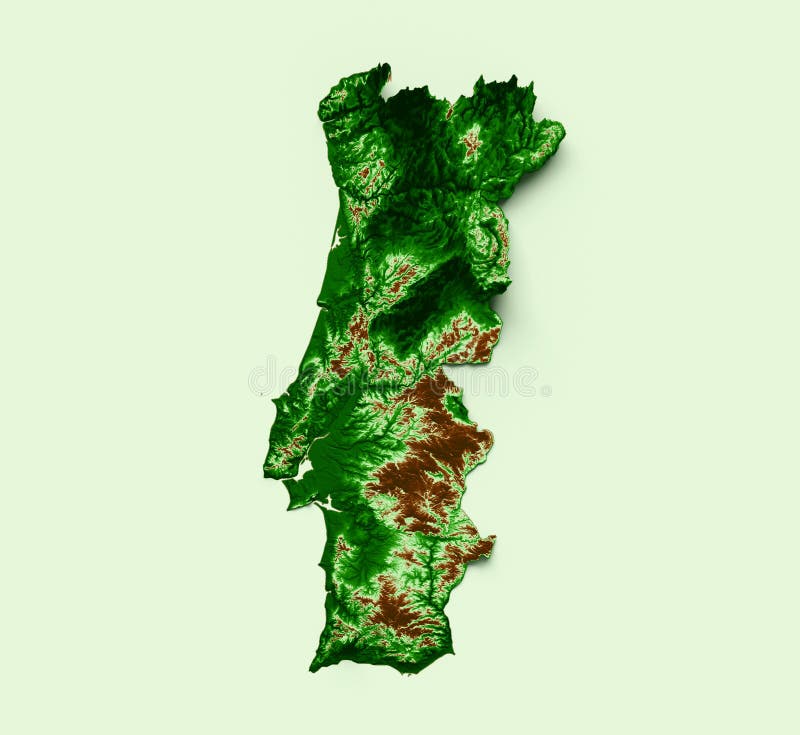 Portugal Topographic Map 3d Realistic Map Color 3d Illustration Stock