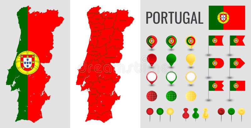 Districts of Portugal. Map of Regional Country Administrative Divisions  Stock Vector - Illustration of administrative, divided: 146003119