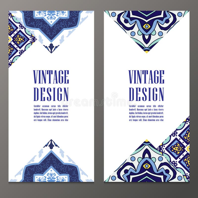 Portugese tegelsbanner voor zaken, uitnodigingskaart royalty-vrije illustratie Portugese tegelsbanner voor zaken, uitnodigingskaart royalty-vrije illustratie