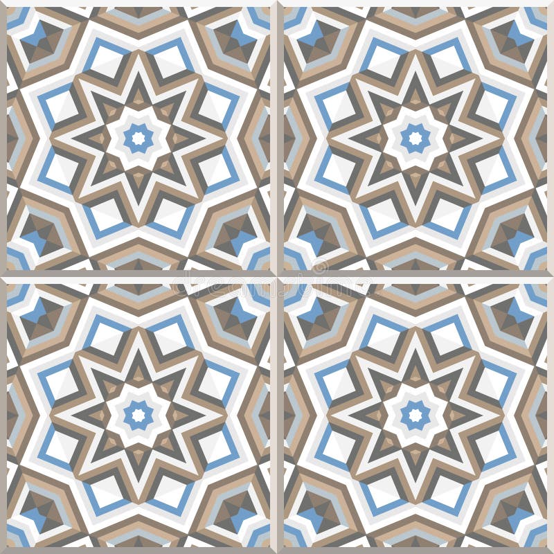 Portuguese floor tiles design, seamless pattern, abstract geometric background