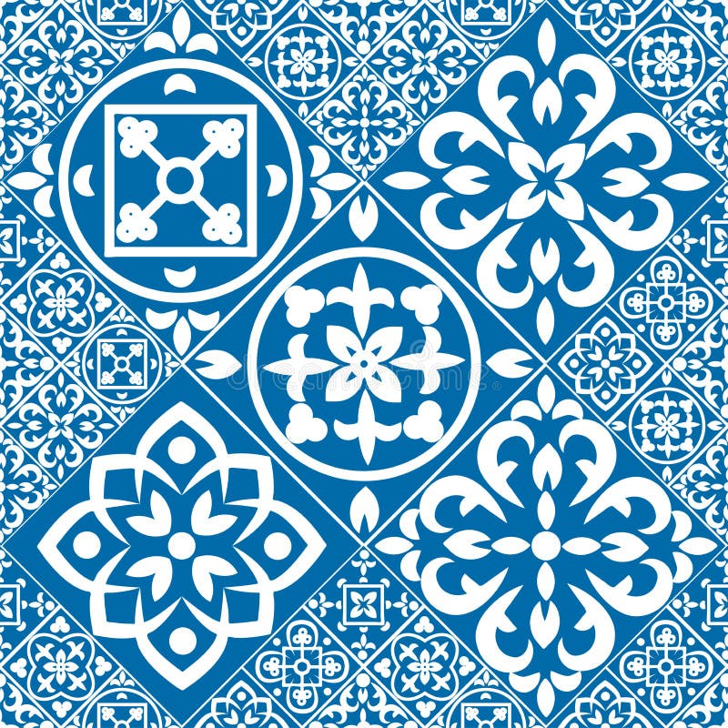 Portuguese Seamless Pattern with Azulejo Tiles. Gorgeous Seamless ...