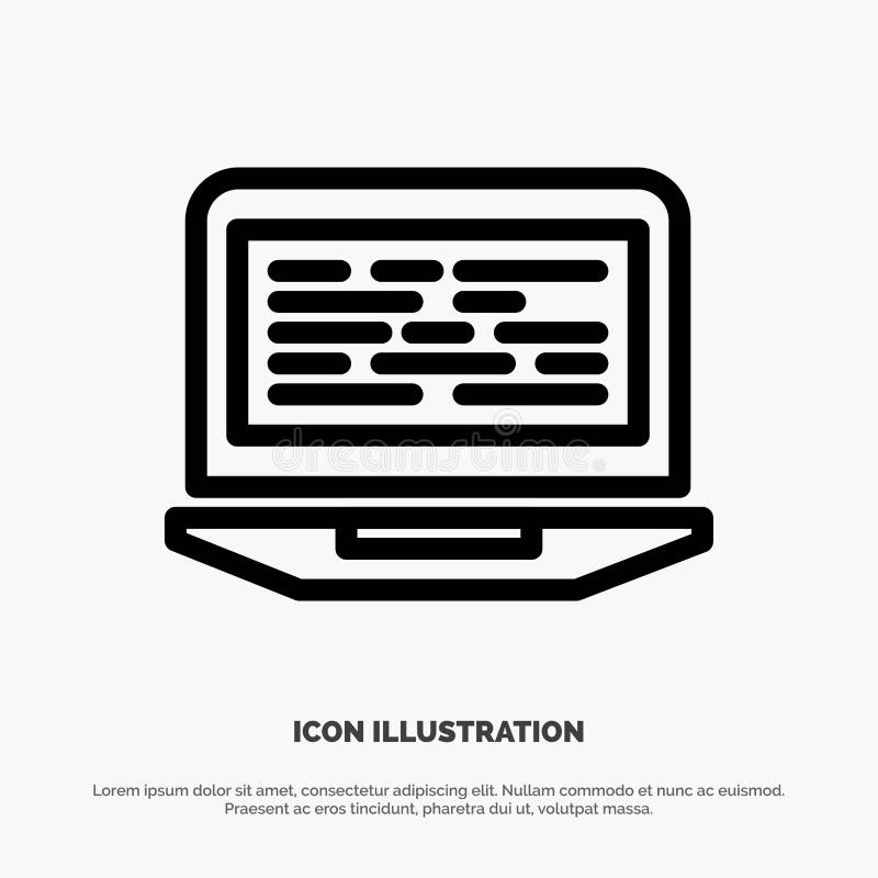 Portátil, codificação, código, tela, linha de computador vetor do ícone ilustração do vetor