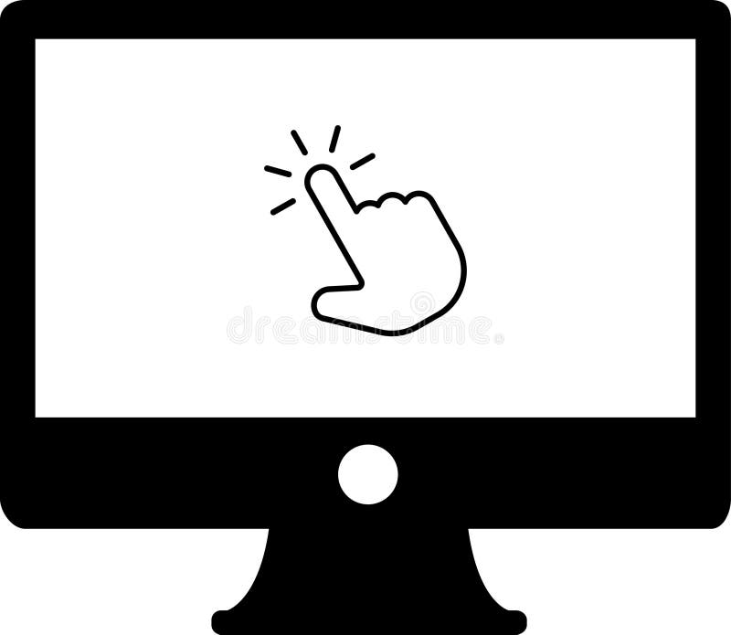 Portátil con cursor en pantalla. Haga clic en el icono del vector del portátil. Ordenador con el símbolo del puntero del ratón ais libre illustration
