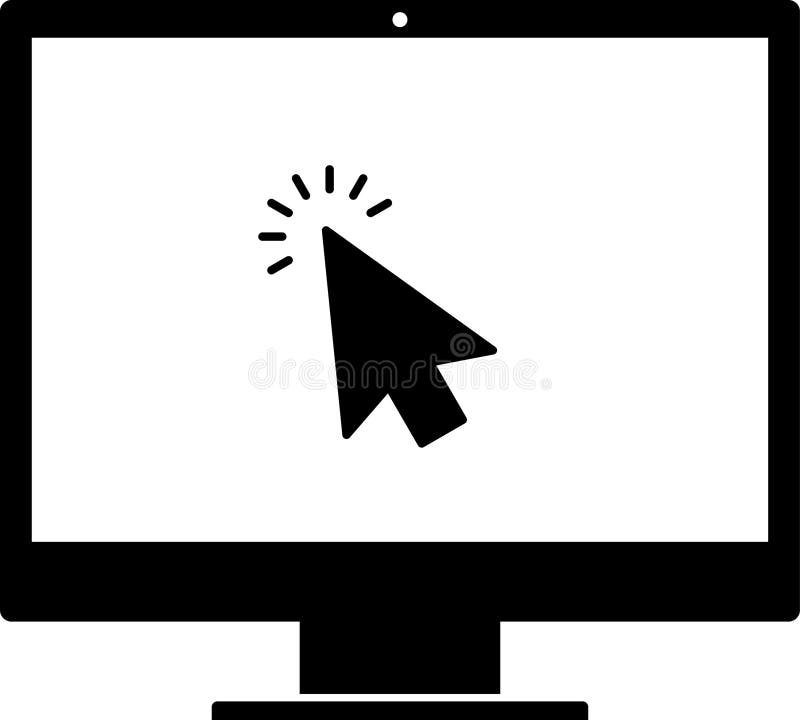 Portátil con cursor en pantalla. Haga clic en el icono del vector del portátil. Ordenador con el símbolo del puntero del ratón ais ilustración del vector