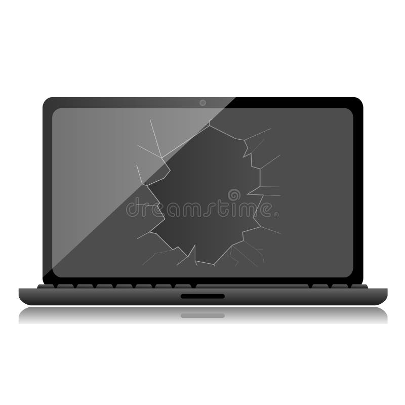 Broken Black Laptop on the white background. Vector. Broken Black Laptop on the white background. Vector.