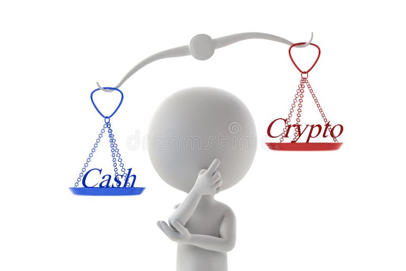 Porównuje gotówkowe i crypto waluty royalty ilustracja Porównuje gotówkowe i crypto waluty royalty ilustracja