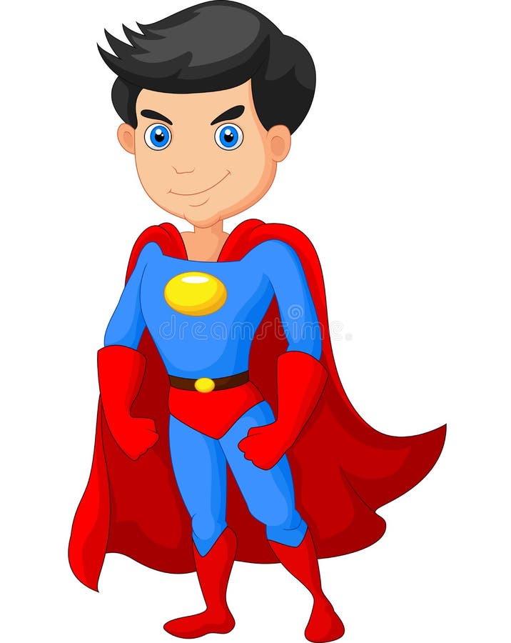 Illustration of Cartoon Super hero boy posing. Illustration of Cartoon Super hero boy posing