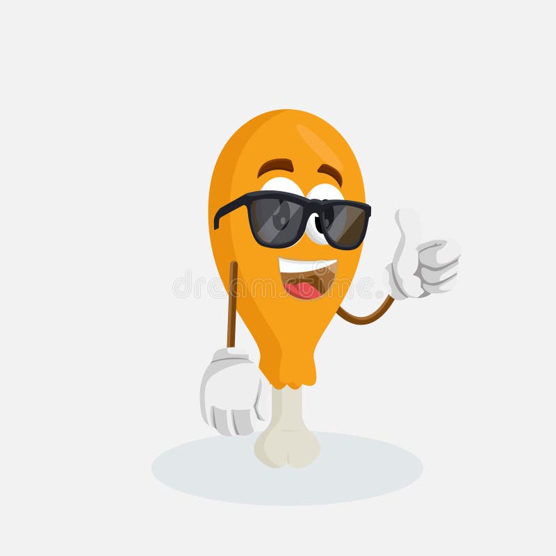 Pose da mascote de Fried Chicken e do polegar do fundo ilustração do vetor