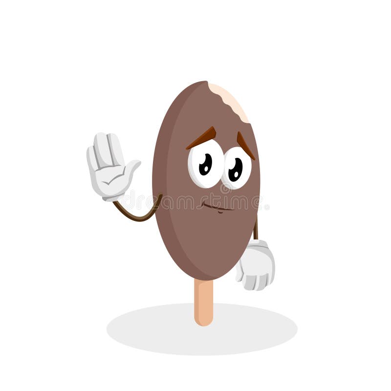 Pose da mascote e do fundo do chocolate do gelado adeus ilustração do vetor