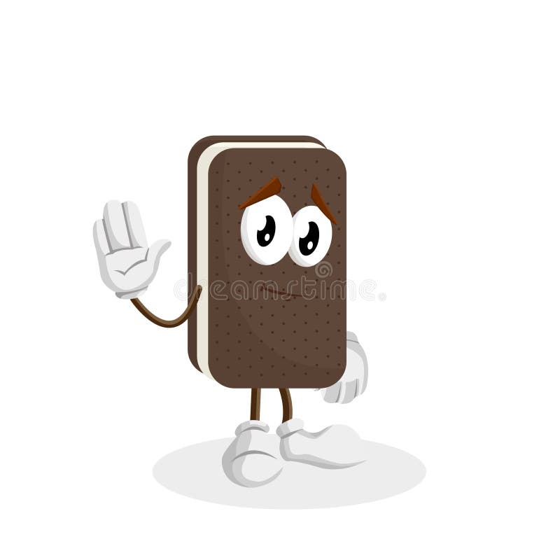 Pose da mascote e do fundo do sanduíche do gelado adeus ilustração royalty free