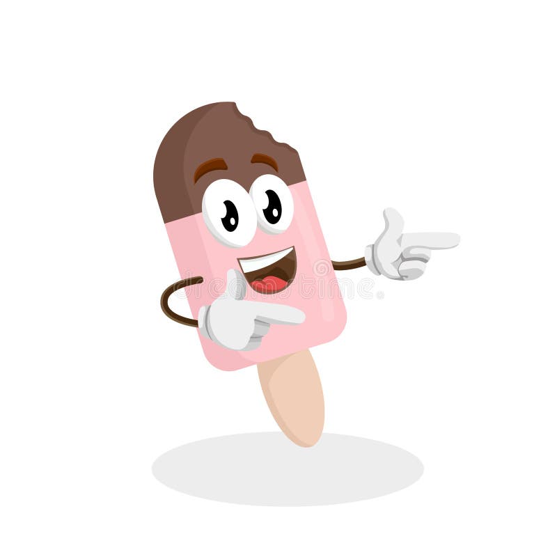 Pose da mascote e do fundo do sanduíche do gelado olá! ilustração royalty free