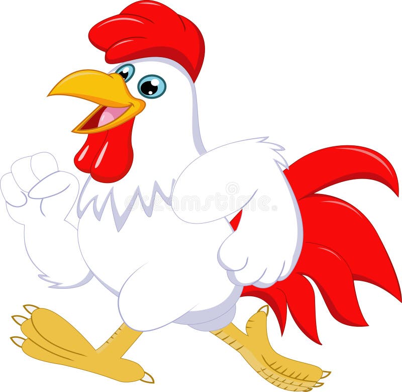 Pose de coq de bande dessinée d'isolement sur le fond blanc illustration stock Pose de coq de bande dessinée d'isolement sur le fond blanc illustration stock