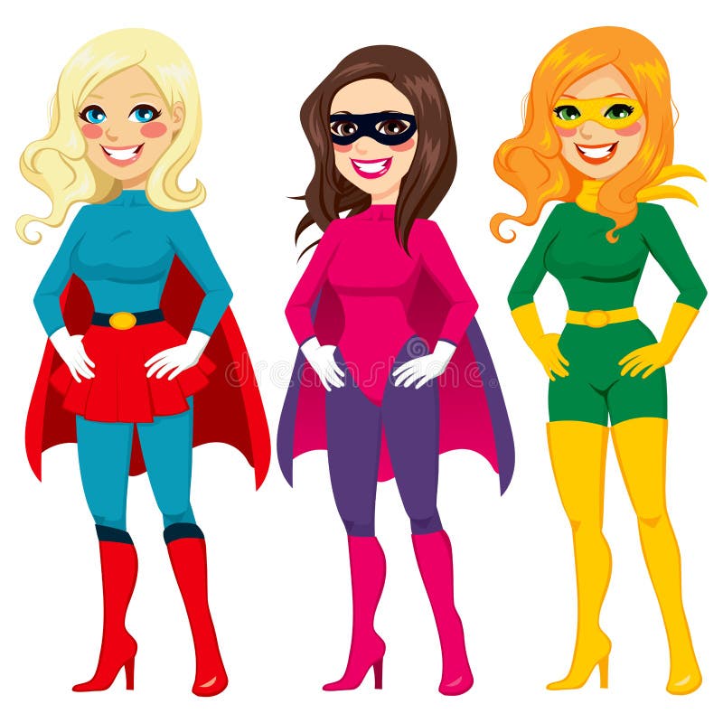 Pose de femmes de super héros