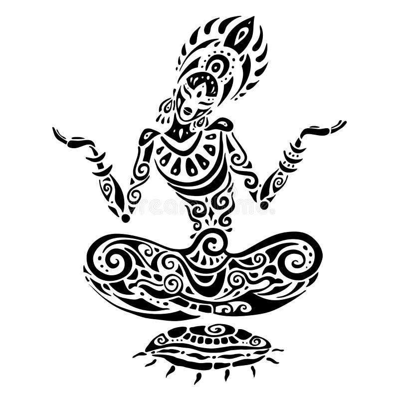 Pose de lotus de méditation Style de tatouage illustration stock Pose de lotus de méditation Style de tatouage illustration stock