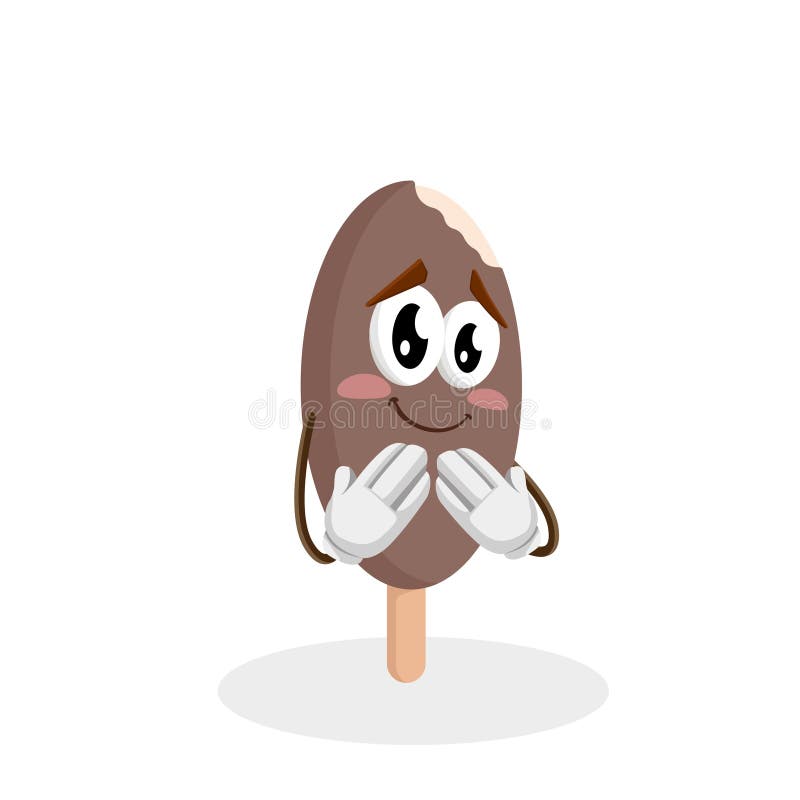 Pose humilhada da mascote e do fundo do chocolate do gelado ilustração do vetor
