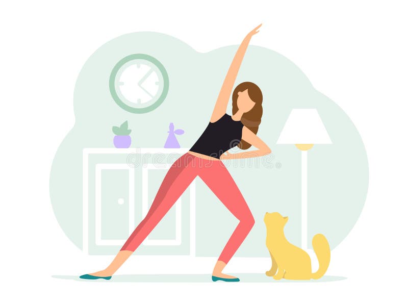 Pose Inverse De Guerrier Femme Faisant Le Yoga Avec Le Chat Illustration De Vecteur Illustration Du Pratique Activite Pose Inverse De Guerrier Femme Faisant Le Yoga Avec Le Chat Illustration De Vecteur Illustration Du Pratique Activite