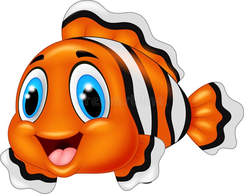 Pose mignonne de bande dessinée de poissons de clown illustration libre de droits Pose mignonne de bande dessinée de poissons de clown illustration libre de droits