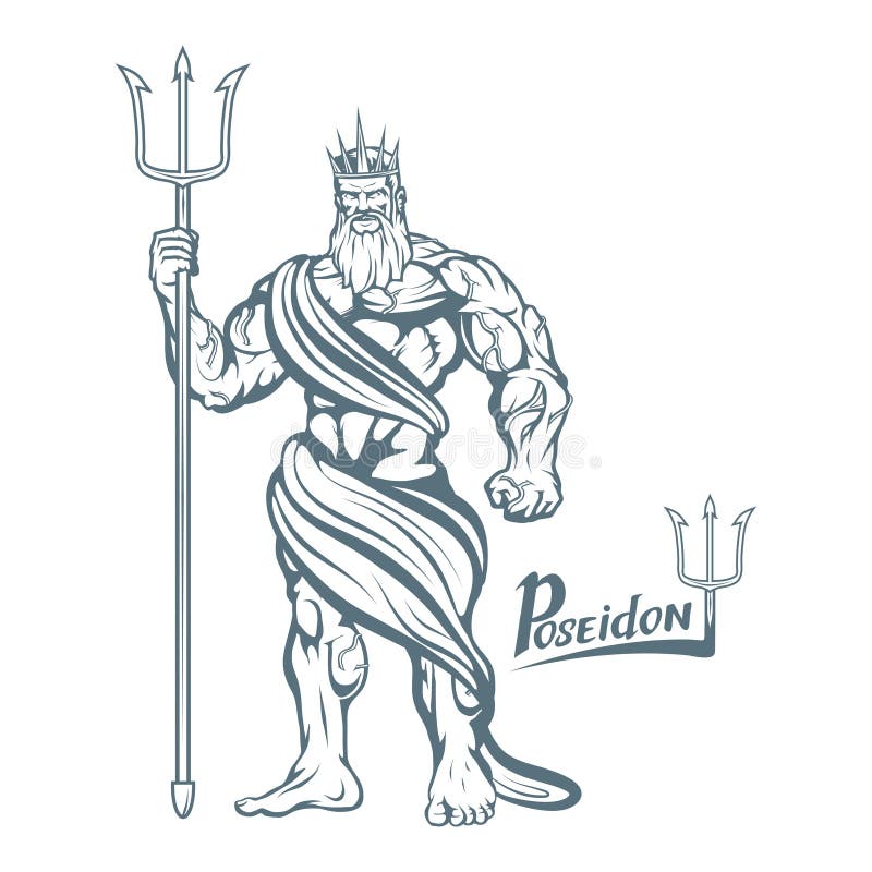 Poseidon Hand Drawn Poseidon Neptune Head Fantasy World Stock Vector Illustration Of Myth Head