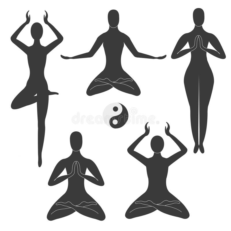 Poses da meditação ilustração do vetor. Ilustração de humano - 15801806