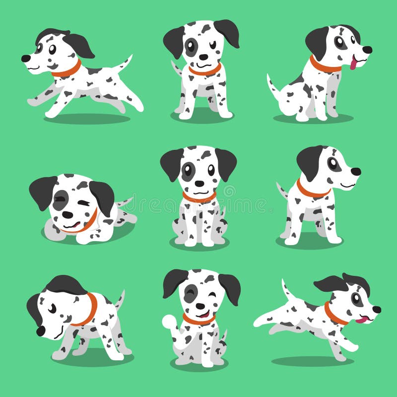 Poses dalmatian do cão do personagem de banda desenhada ilustração do vetor Poses dalmatian do cão do personagem de banda desenhada ilustração do vetor