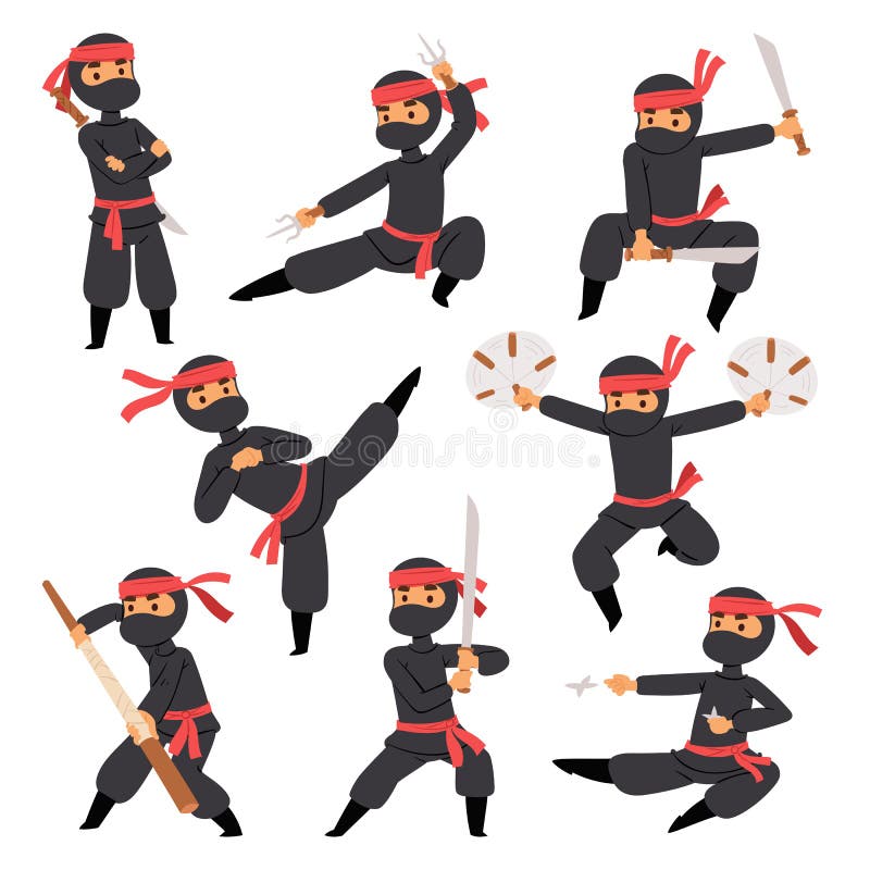 Estilo De Desenho Animado Ninja Warrior Ilustração do Vetor - Ilustração de  isolado, projeto: 176363258