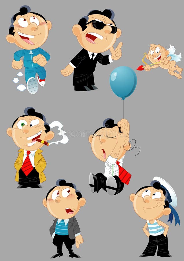 Poses and images of cartoon men